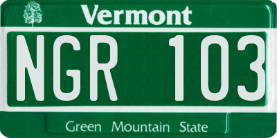 VT license plate NGR103