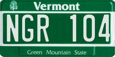 VT license plate NGR104
