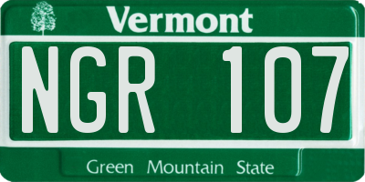 VT license plate NGR107