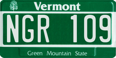 VT license plate NGR109