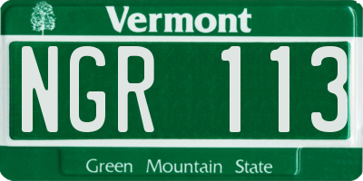 VT license plate NGR113