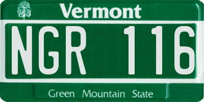 VT license plate NGR116