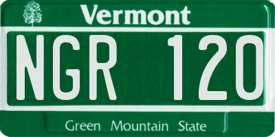 VT license plate NGR120