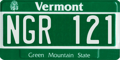 VT license plate NGR121