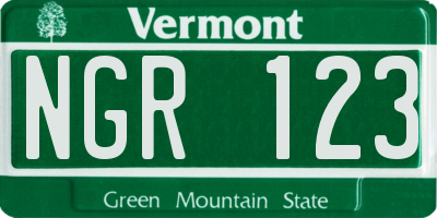 VT license plate NGR123