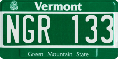 VT license plate NGR133