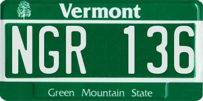 VT license plate NGR136
