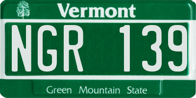 VT license plate NGR139