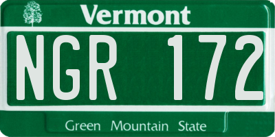 VT license plate NGR172