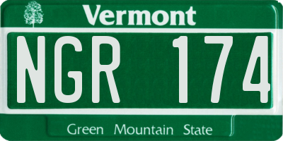 VT license plate NGR174