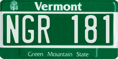 VT license plate NGR181