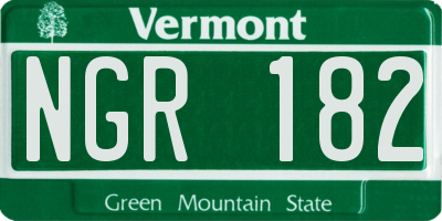 VT license plate NGR182