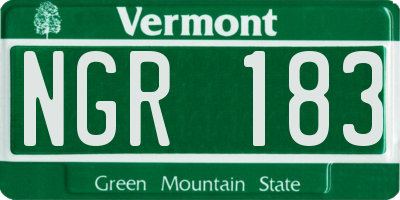 VT license plate NGR183