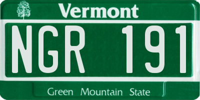 VT license plate NGR191