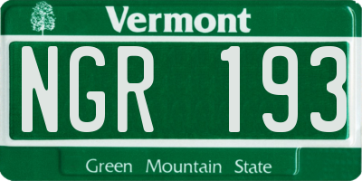 VT license plate NGR193
