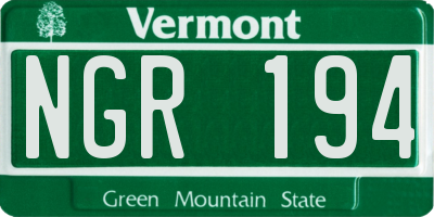 VT license plate NGR194