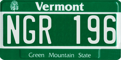 VT license plate NGR196