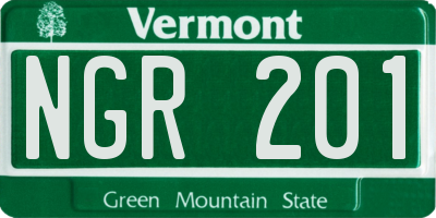 VT license plate NGR201