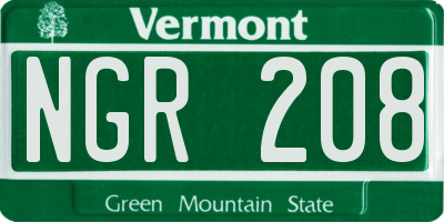 VT license plate NGR208