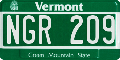 VT license plate NGR209