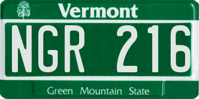 VT license plate NGR216