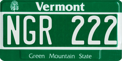 VT license plate NGR222