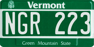VT license plate NGR223