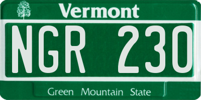 VT license plate NGR230