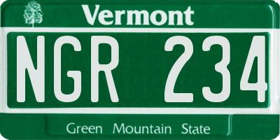 VT license plate NGR234