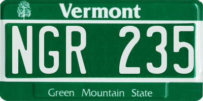 VT license plate NGR235