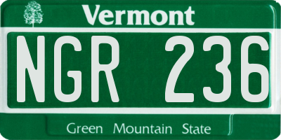 VT license plate NGR236