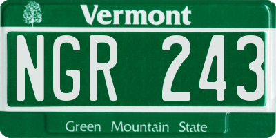 VT license plate NGR243