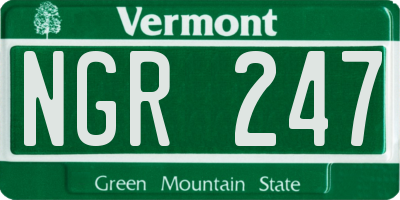 VT license plate NGR247
