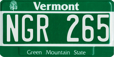 VT license plate NGR265