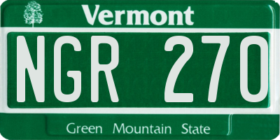 VT license plate NGR270