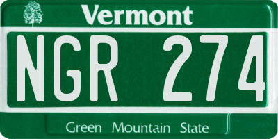 VT license plate NGR274