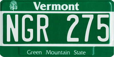 VT license plate NGR275