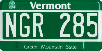 VT license plate NGR285
