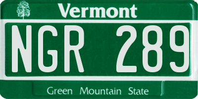 VT license plate NGR289