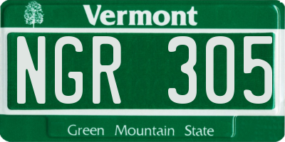 VT license plate NGR305