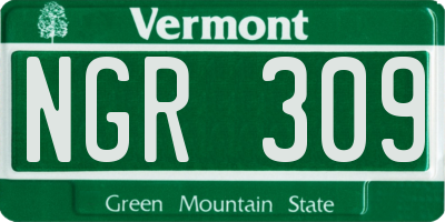 VT license plate NGR309