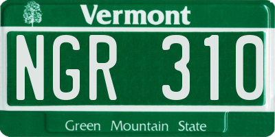 VT license plate NGR310