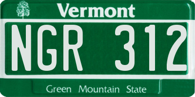 VT license plate NGR312