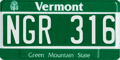 VT license plate NGR316