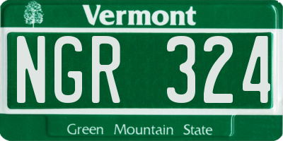 VT license plate NGR324