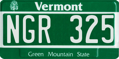 VT license plate NGR325