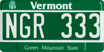 VT license plate NGR333