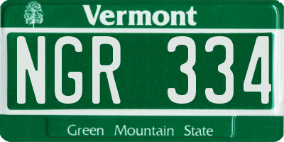 VT license plate NGR334