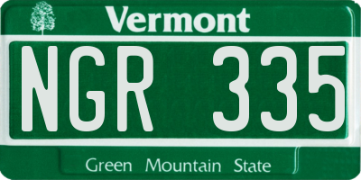 VT license plate NGR335