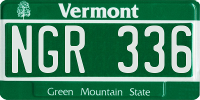VT license plate NGR336
